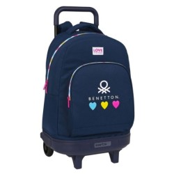 Cartable à roulettes Benetton Love Blue marine (33 x 45 x 22 cm)