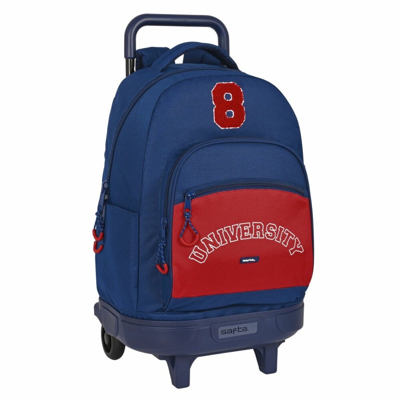 Cartable à roulettes Safta University Rouge Blue marine (33 x 45 x 22 cm)