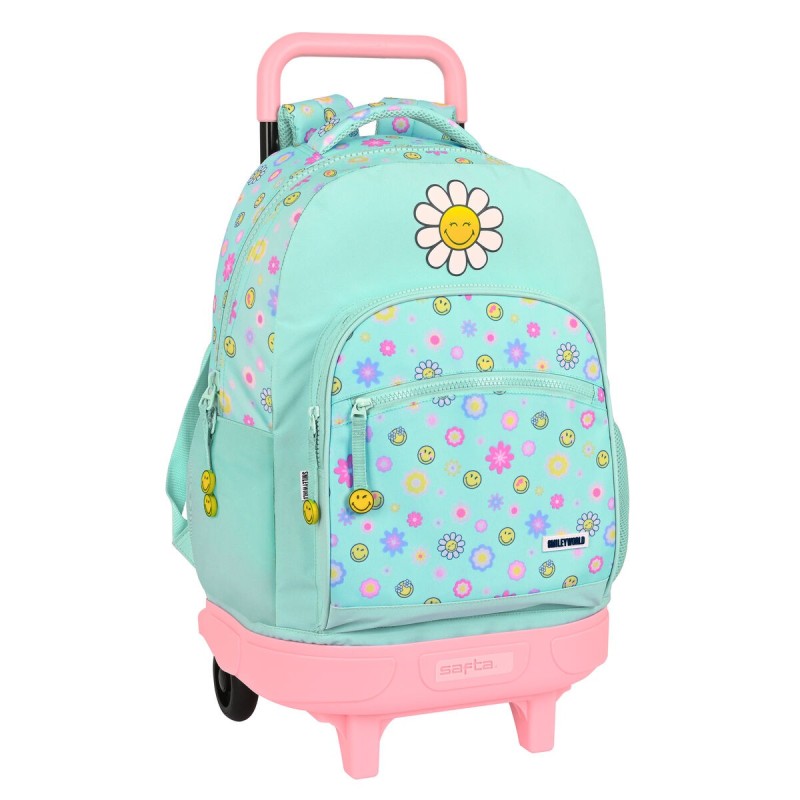 Cartable à roulettes Smiley Summer fun Turquoise (33 x 45 x 22 cm)