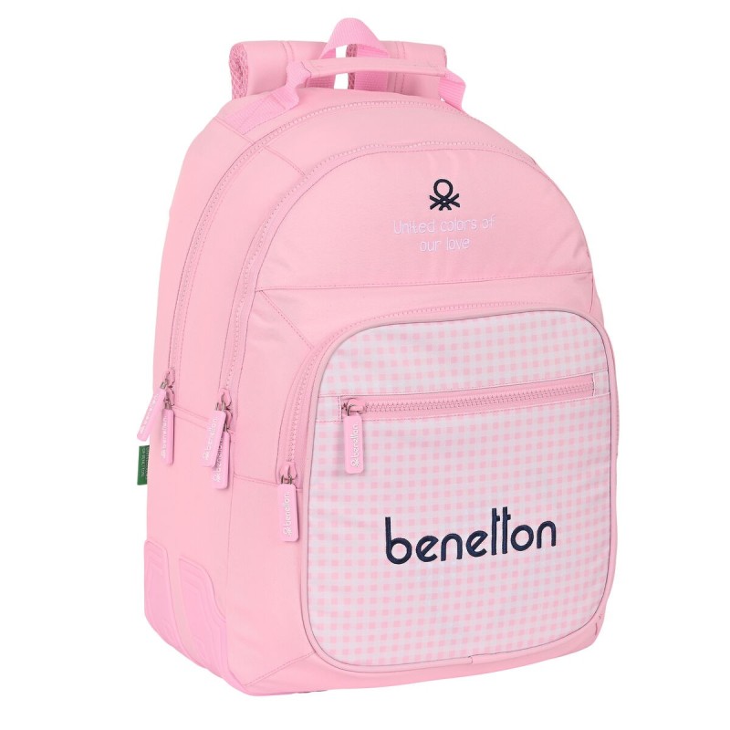 Cartable Benetton Vichy Rose (32 x 42 x 15 cm)