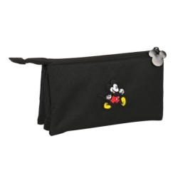 Trousse Fourre-Tout Triple Mickey Mouse Clubhouse Premium Noir (22 x 12 x 3 cm)