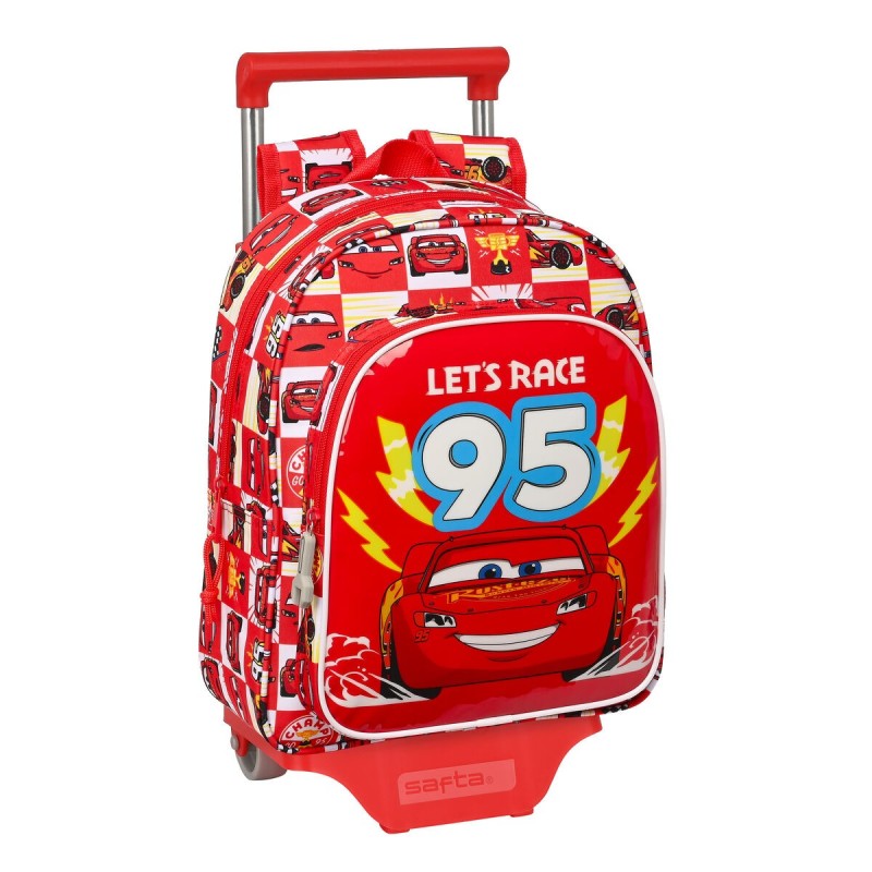 Cartable à roulettes Cars Let\'s race Rouge Blanc (27 x 33 x 10 cm)