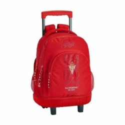 Cartable à roulettes Compact Real Sporting de Gijón SF-611972-818 Rouge (32 x 45 x 21 cm)