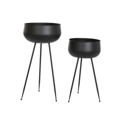 Set de pots de fleurs DKD Home Decor 34 x 34 x 70 cm Noir Métal