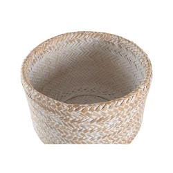 Cache-pot DKD Home Decor 31 x 31 x 52 cm Naturel Blanc Bambou Décapé