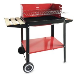 Roues de barbecue au charbon de bois Algon Noir Rouge (58 x 38 x 72 cm) Acier émaillé